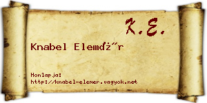 Knabel Elemér névjegykártya
